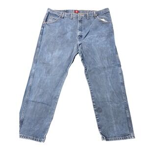 Wrangler Jeans Mens 44x30 31MWZPW Light Wash Denim Straight Leg Western Cowboy